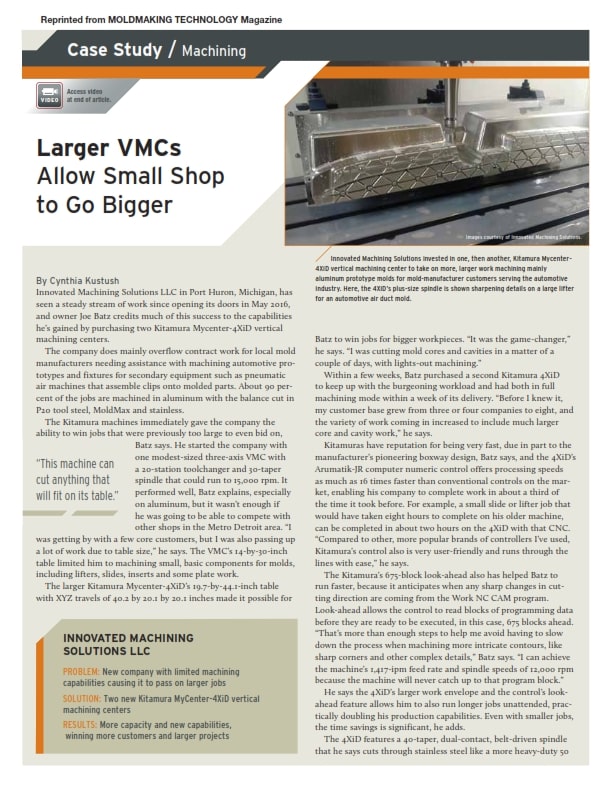 câu chuyện thành công của doanh nghiệp Mỹ với máy phay Kitamura