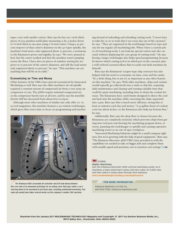 câu chuyện thành công của doanh nghiệp mỹ với máy phay Kitamura