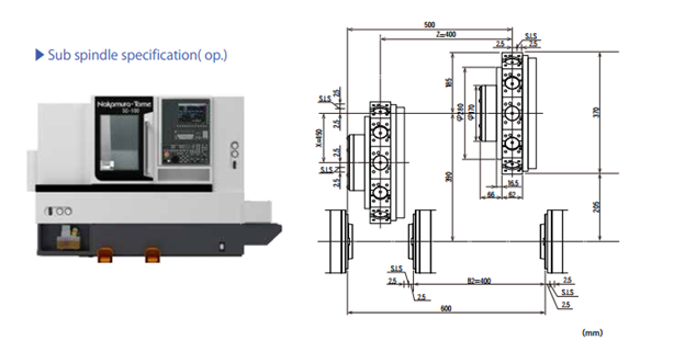 Bản vẽ h&agrave;nh tr&igrave;nh trục X, Z m&aacute;y tiện CNC SC-100 (cấu h&igrave;nh trục ch&iacute;nh phụ)