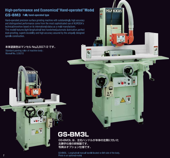 T&iacute;nh năng của m&aacute;y m&agrave;i phẳng Kuroda d&ograve;ng GS-BM3