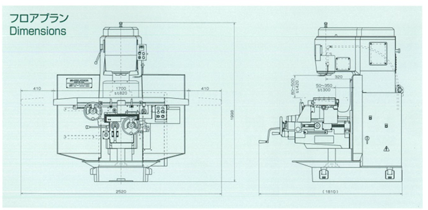 Bản vẽ kích thước máy phay đứng Shizuoka SV-WⅡ