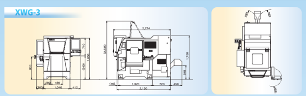 Bản vẽ k&iacute;ch thước m&aacute;y tiện CNC Takamaz XWG-3